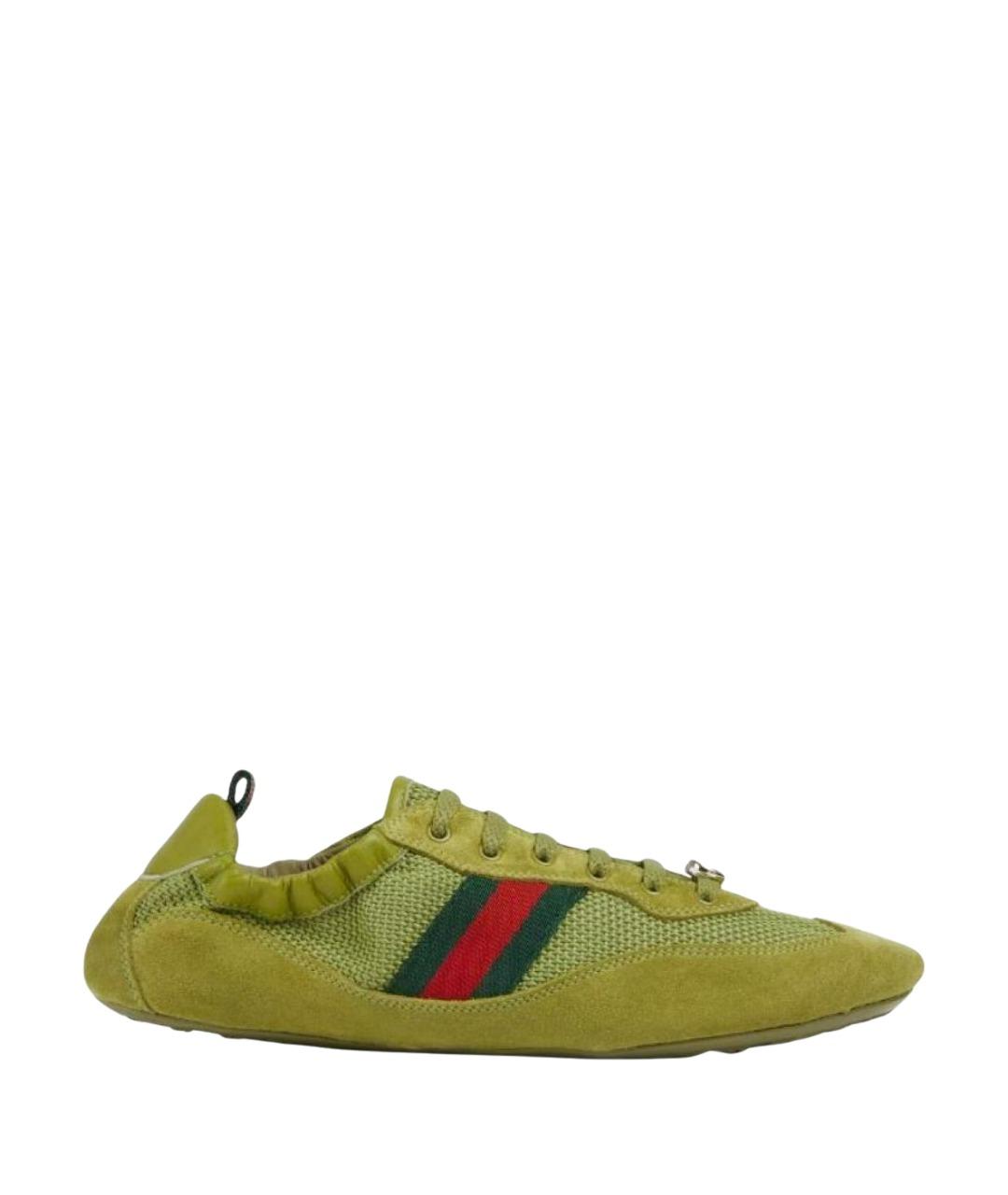 GUCCI Зеленые замшевые кроссовки, фото 1