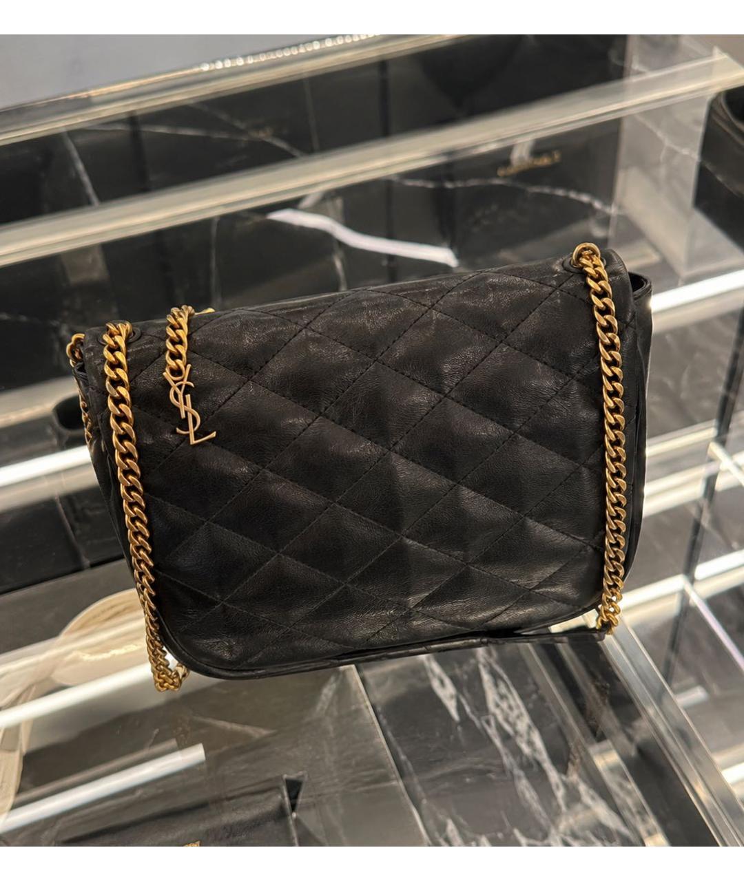 SAINT LAURENT Черная кожаная сумка через плечо, фото 7