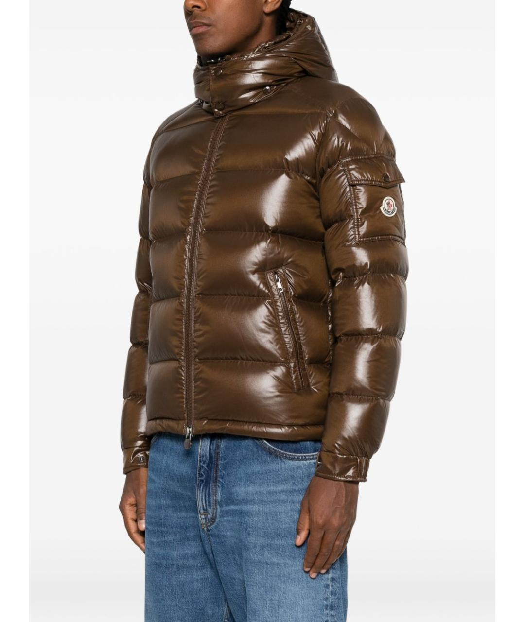 MONCLER Коричневый полиамидовый пуховик, фото 3