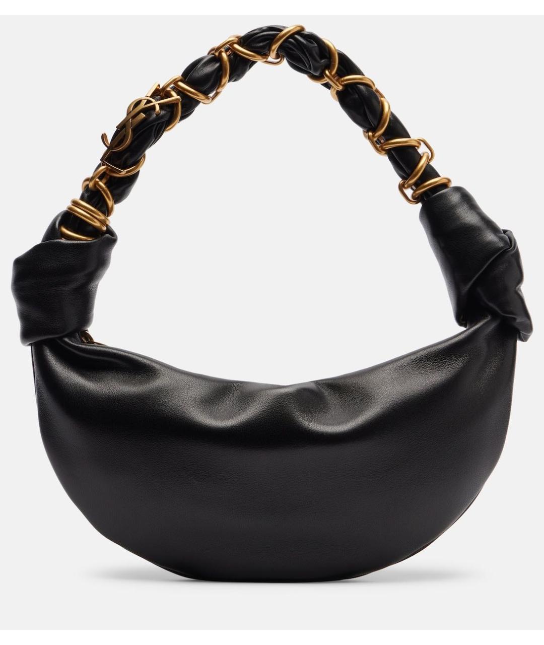 SAINT LAURENT Черная кожаная сумка с короткими ручками, фото 9