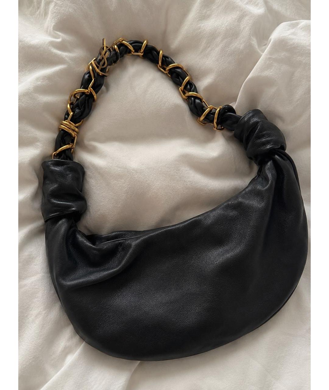 SAINT LAURENT Черная кожаная сумка с короткими ручками, фото 8