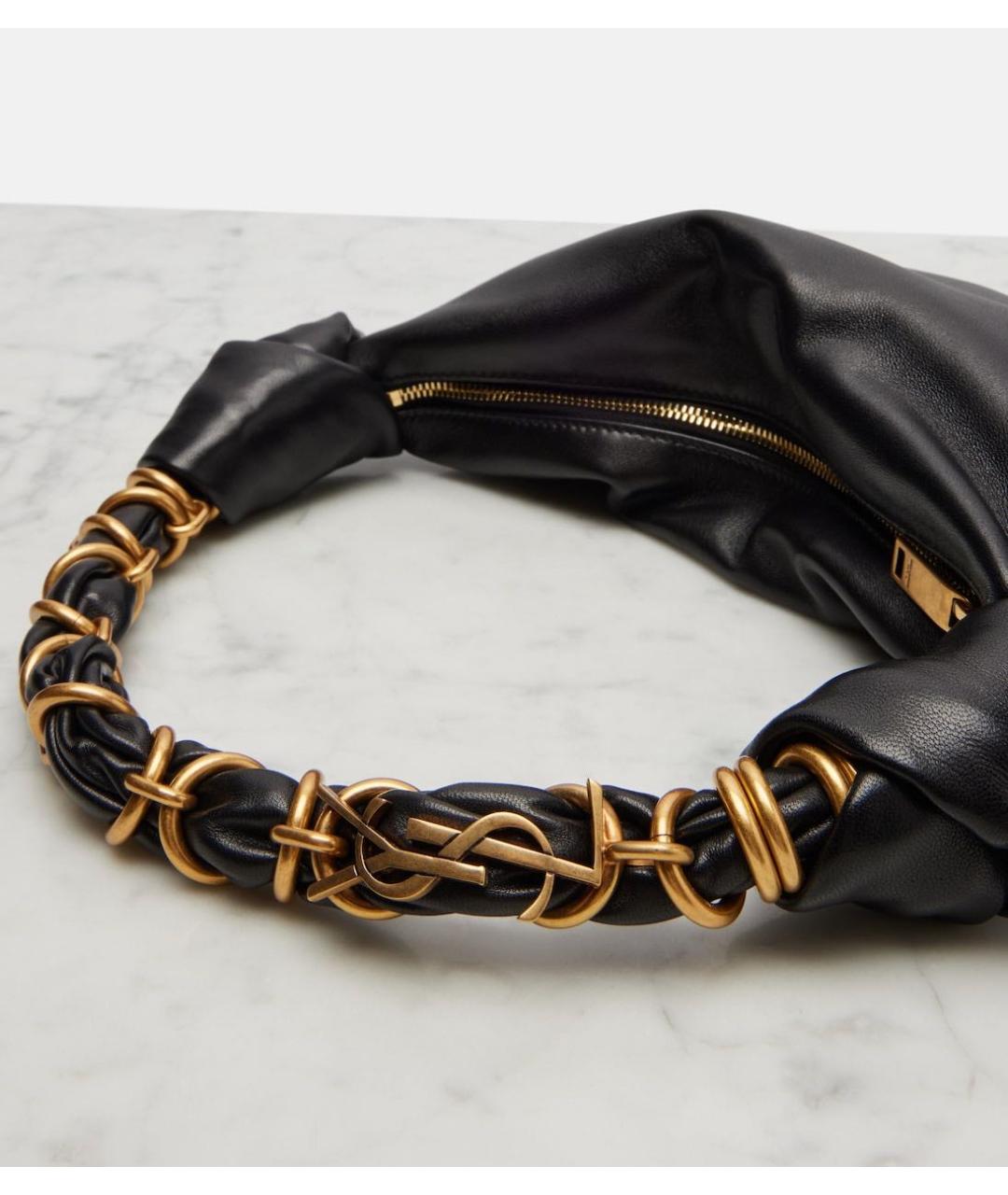 SAINT LAURENT Черная кожаная сумка с короткими ручками, фото 6