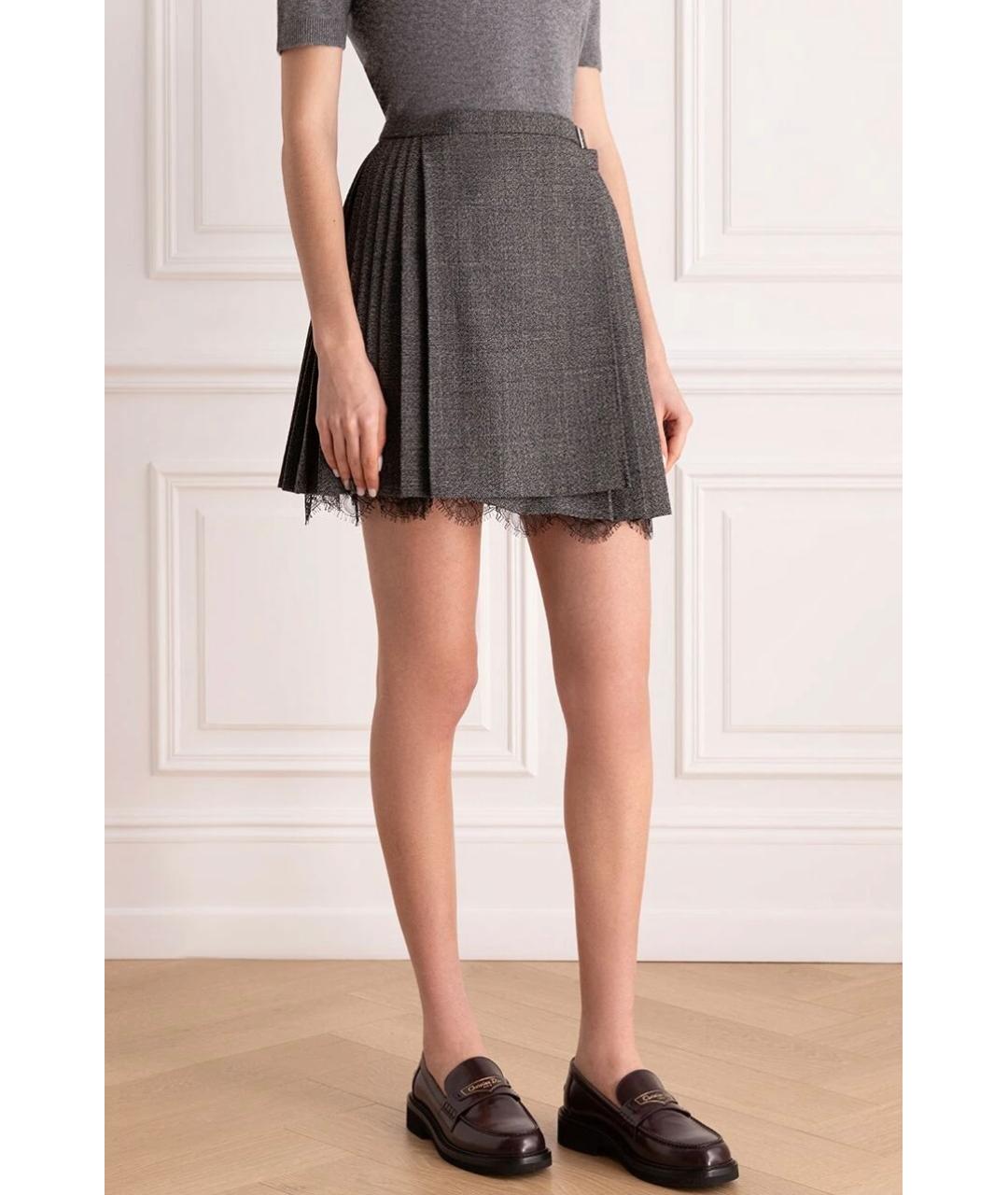CHRISTIAN DIOR Серая шерстяная юбка мини, фото 3