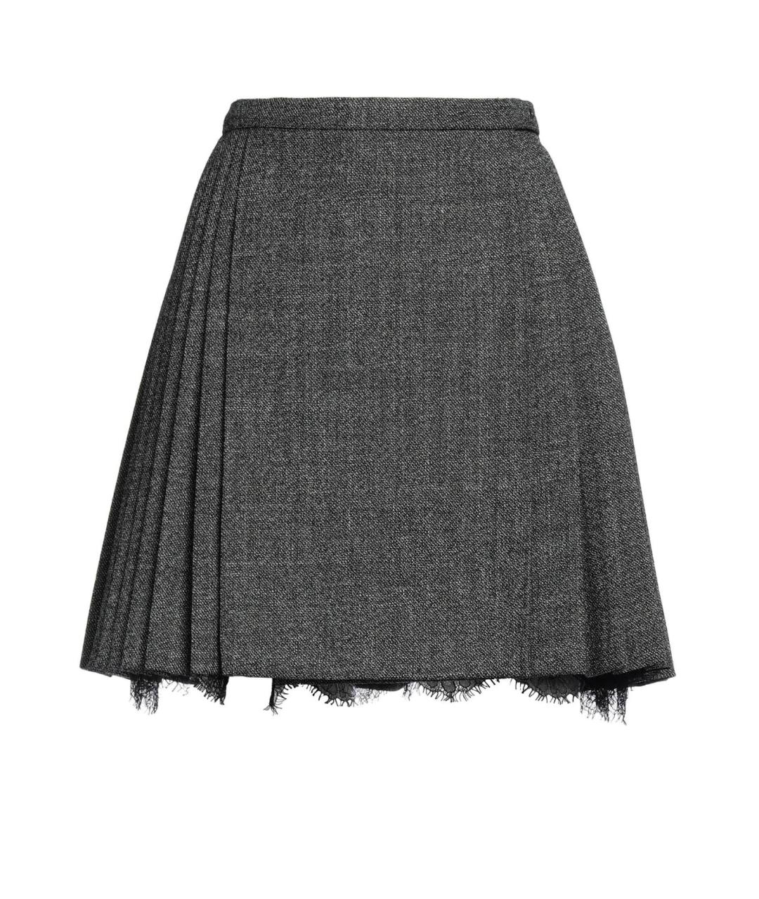 CHRISTIAN DIOR Серая шерстяная юбка мини, фото 1