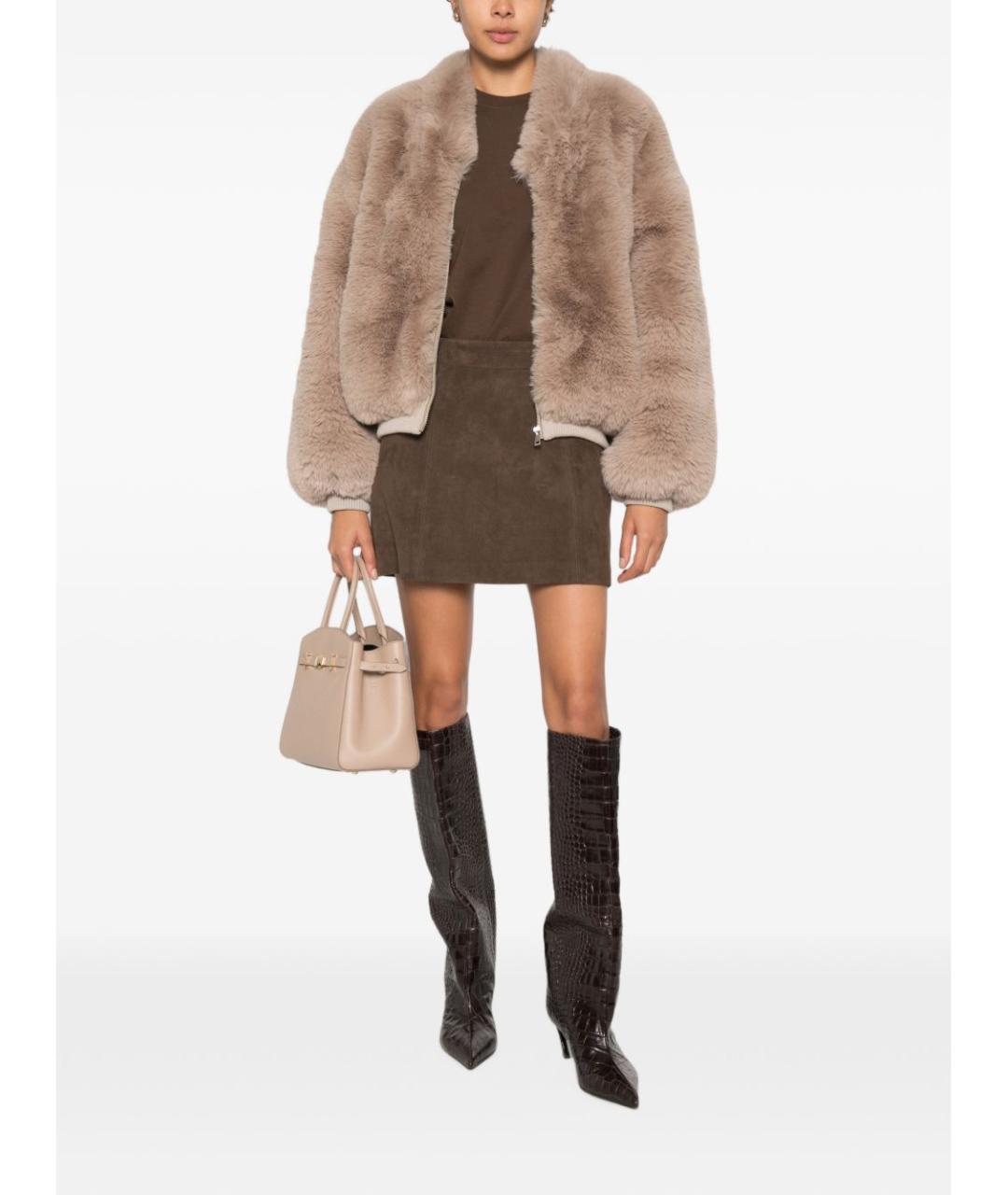 THE FRANKIE SHOP Коричневая полиэстеровая куртка, фото 4