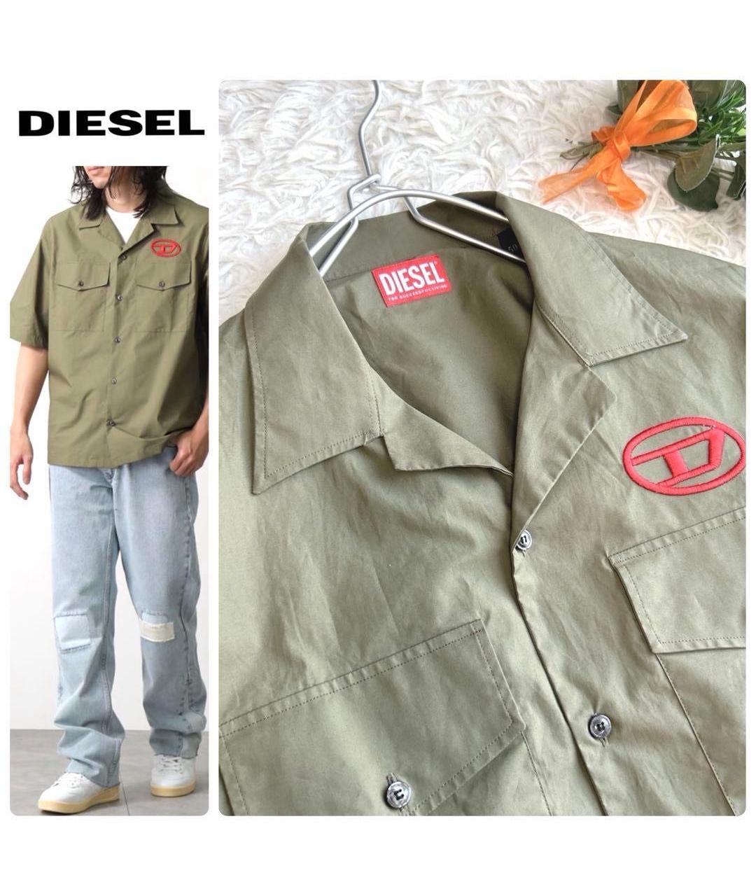 DIESEL Хаки хлопковая кэжуал рубашка, фото 3