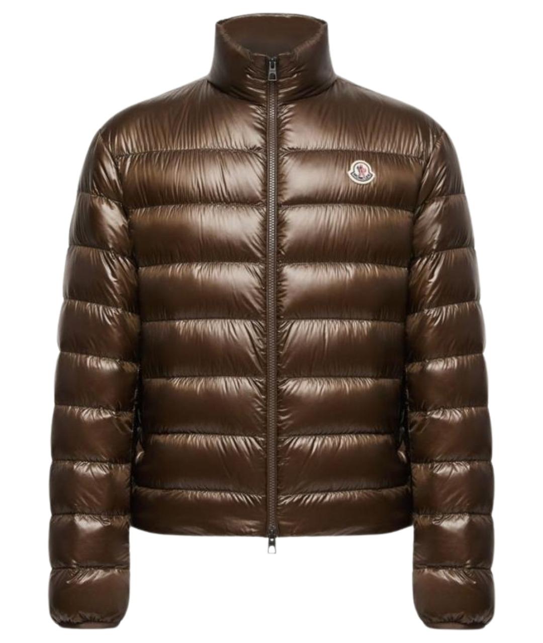 MONCLER Коричневый полиамидовый пуховик, фото 1