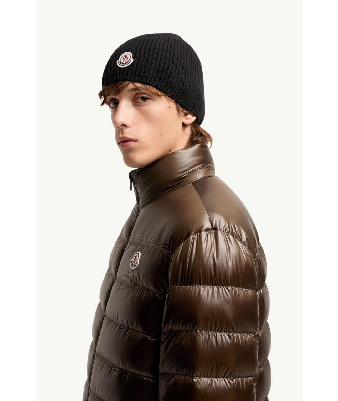 MONCLER Коричневый полиамидовый пуховик, фото 3