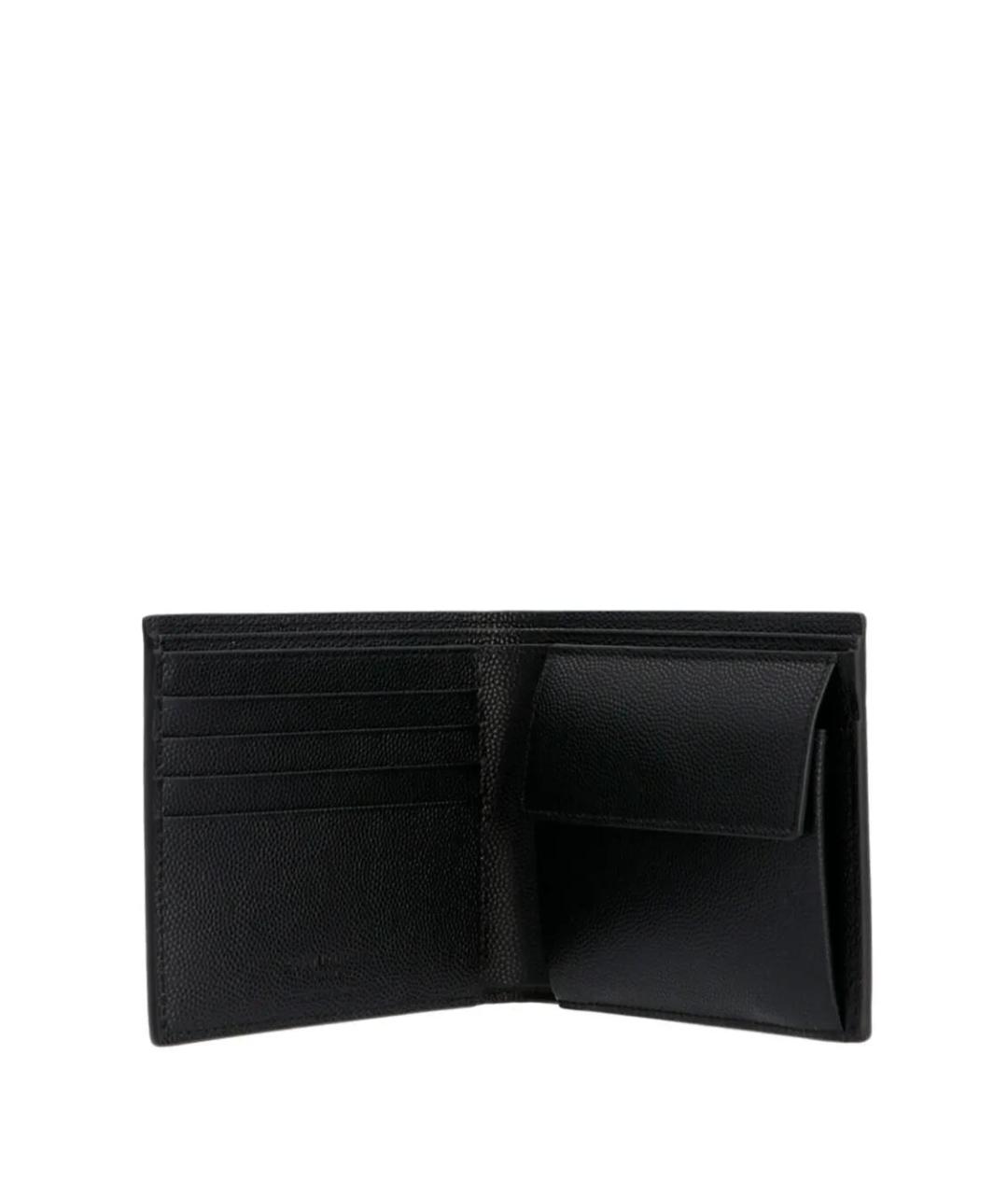 SAINT LAURENT Черный кожаный кошелек, фото 3