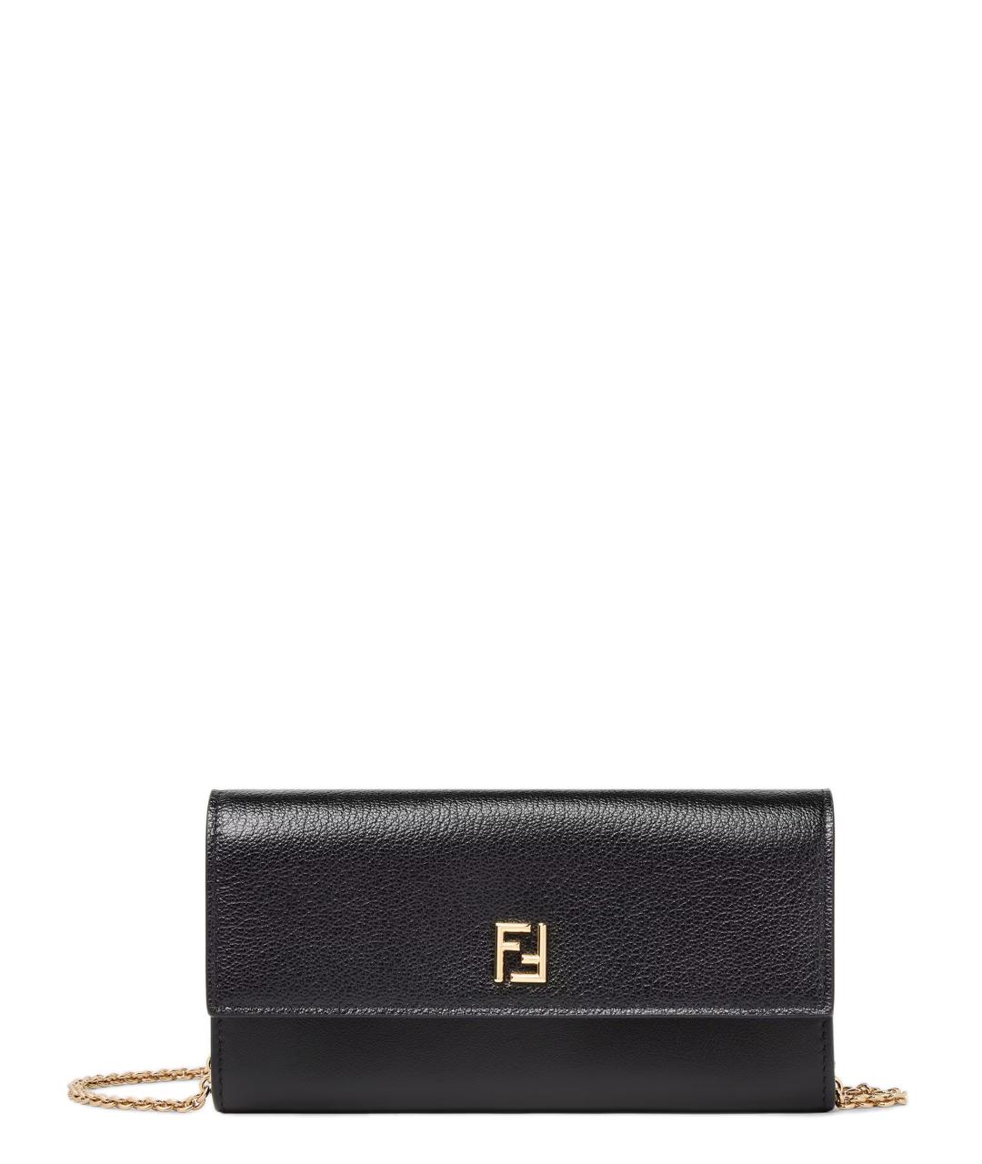 FENDI Черная кожаная сумка через плечо, фото 1