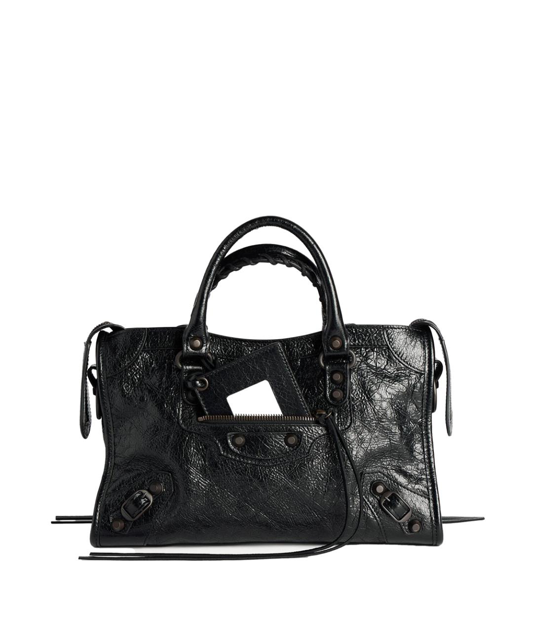 BALENCIAGA Черная кожаная сумка тоут, фото 1