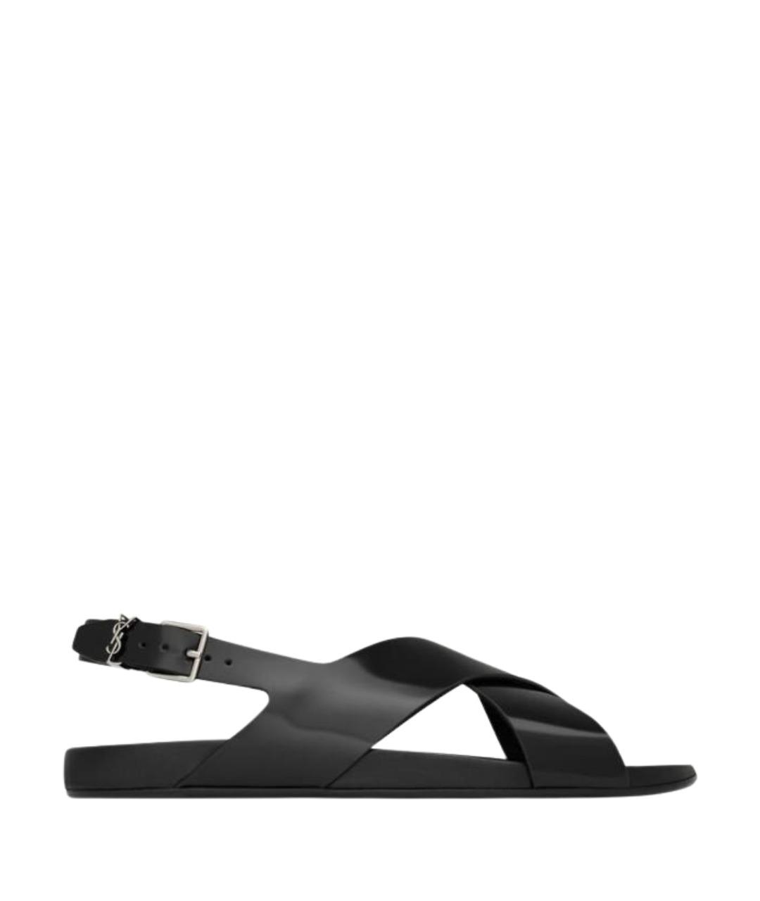 SAINT LAURENT Черные кожаные сандалии, фото 1