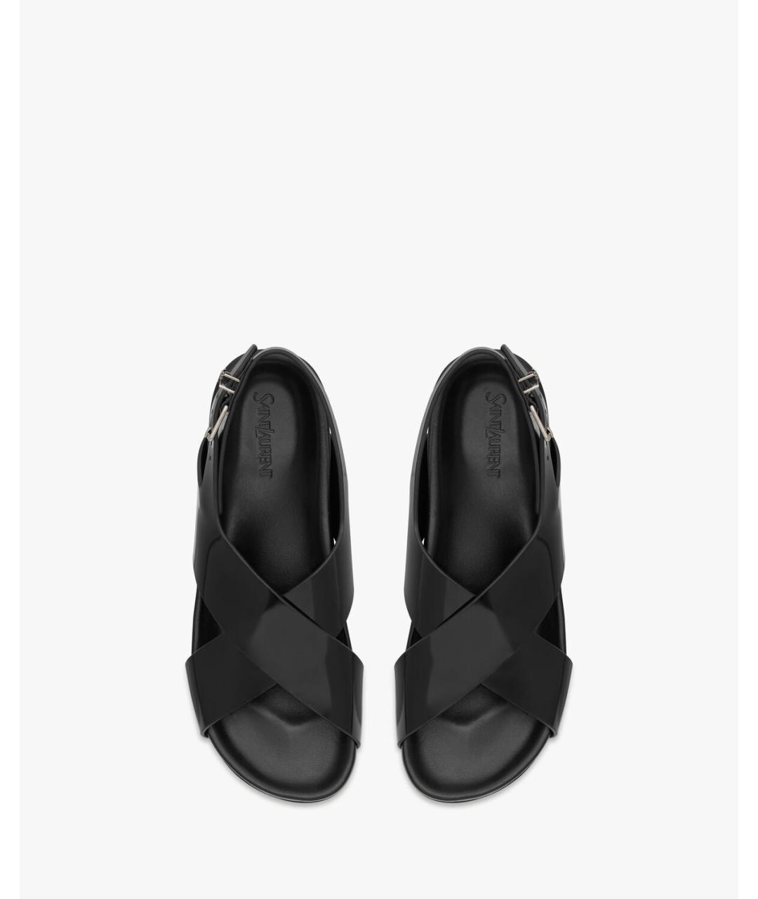 SAINT LAURENT Черные кожаные сандалии, фото 2