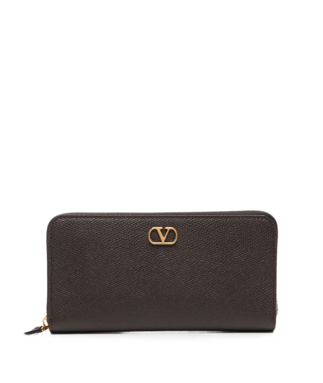 VALENTINO Коричневый кожаный кошелек, фото 1