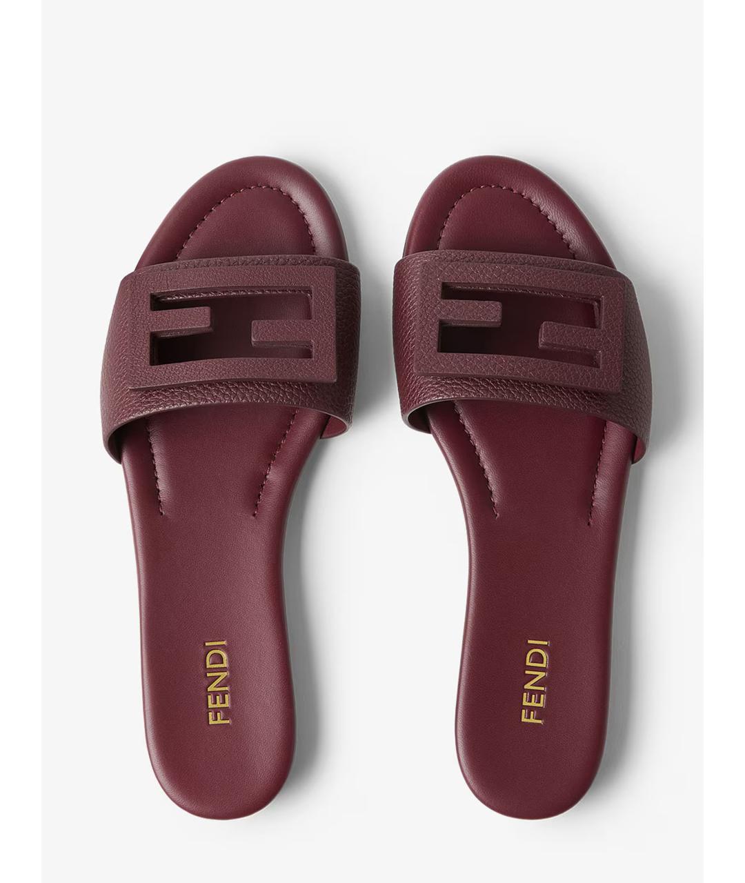FENDI Бордовые кожаные сандалии, фото 4