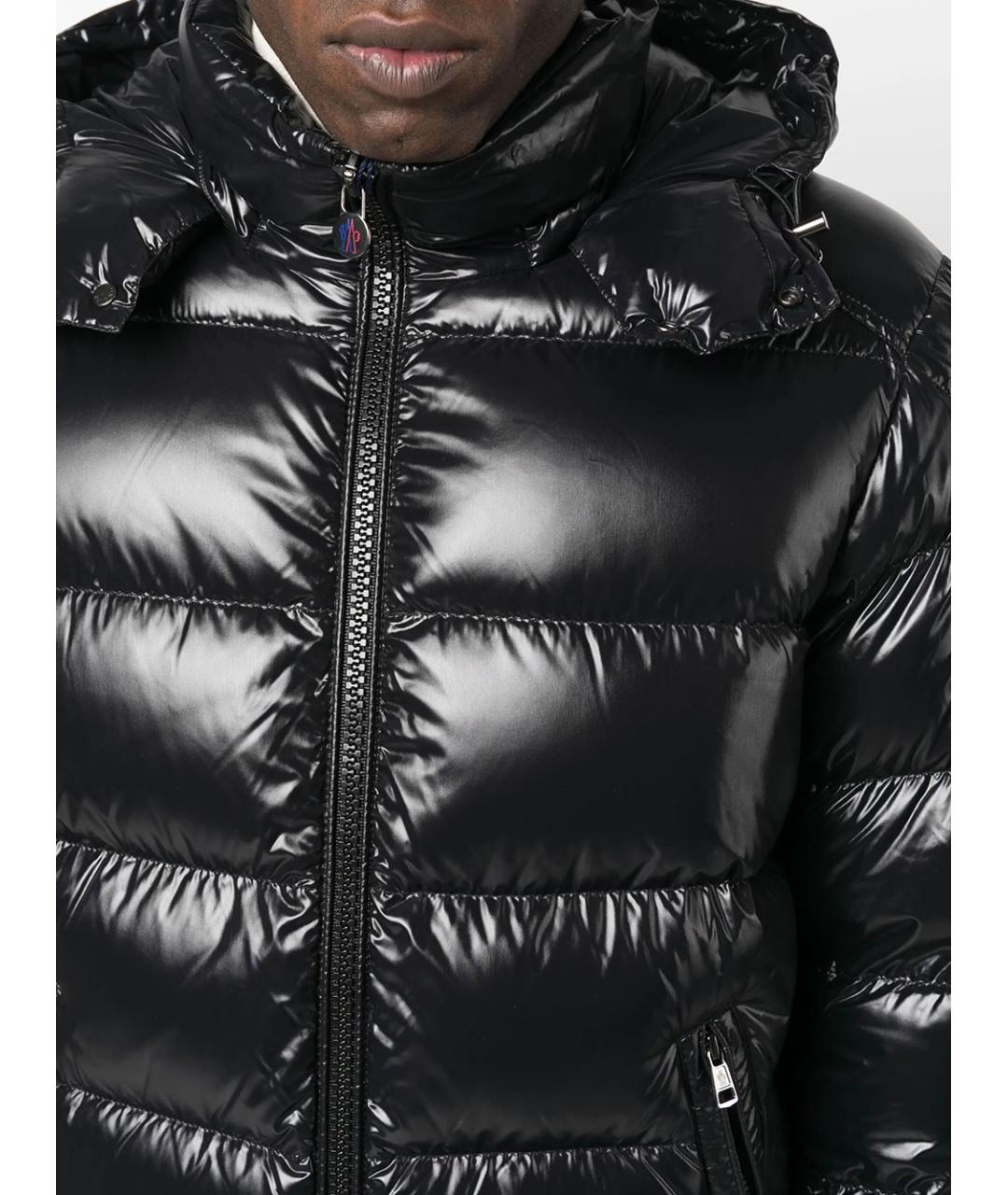 MONCLER Черный полиамидовый пуховик, фото 4
