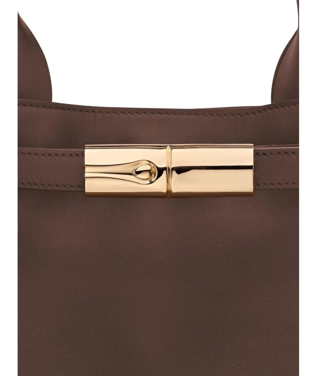 LONGCHAMP Коричневая кожаная сумка с короткими ручками, фото 4