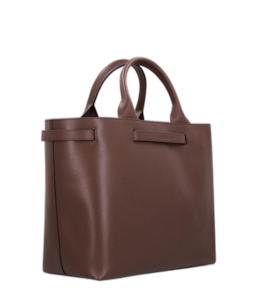 LONGCHAMP Коричневая кожаная сумка с короткими ручками, фото 2