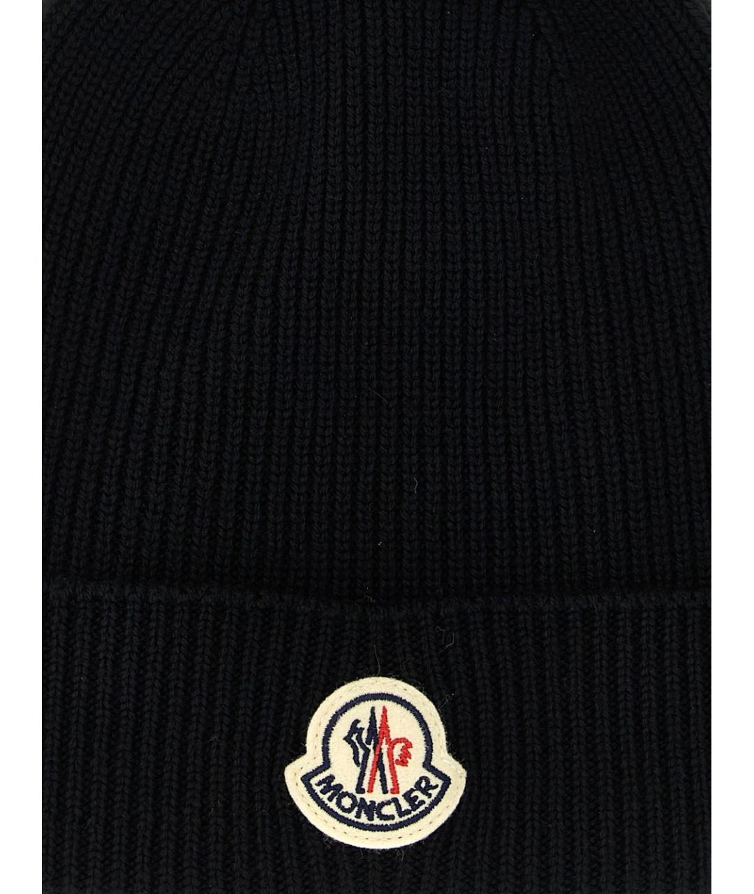MONCLER Черная шерстяная шапка, фото 2