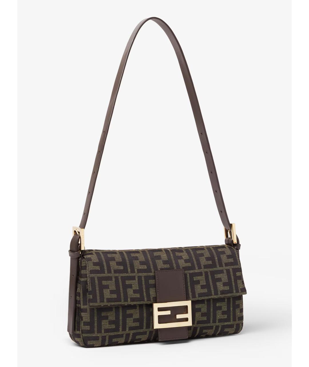 FENDI Коричневая жаккардовая сумка через плечо, фото 4