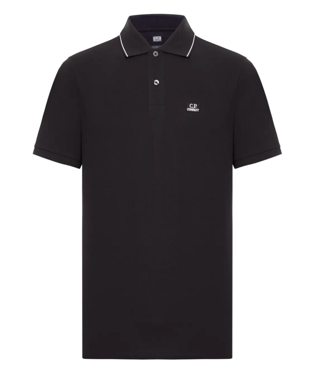 CP COMPANY Черное хлопковое поло с коротким рукавом, фото 1