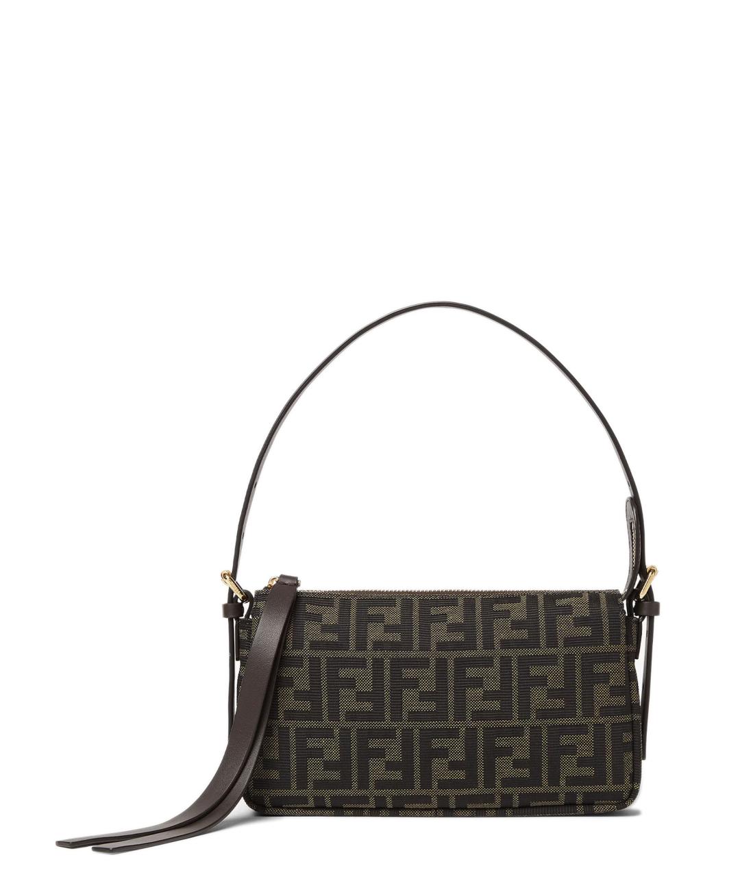 FENDI Коричневая жаккардовая сумка через плечо, фото 1