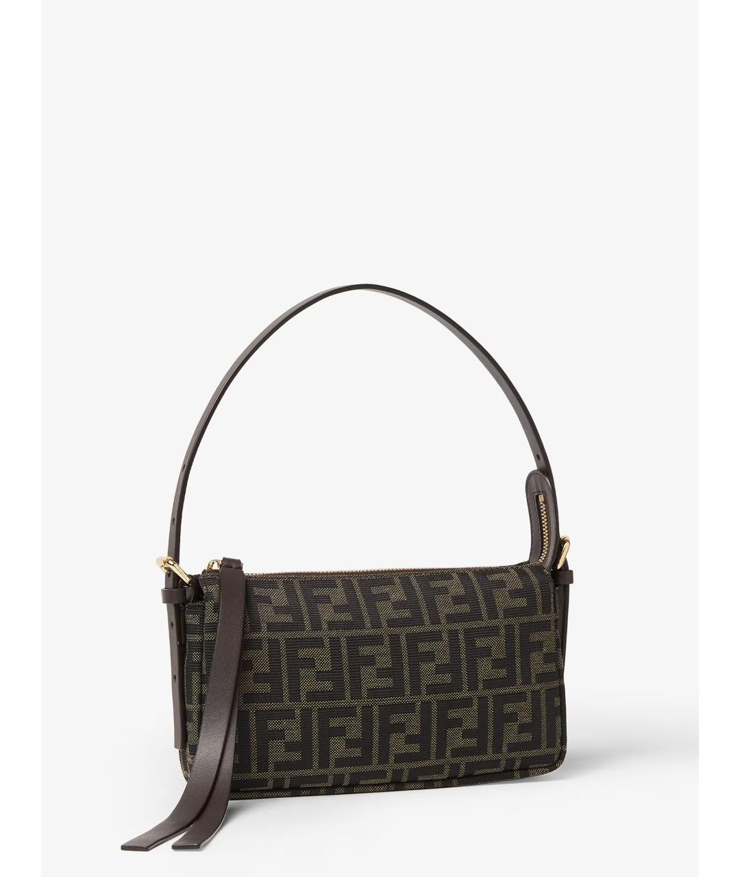 FENDI Коричневая жаккардовая сумка через плечо, фото 2