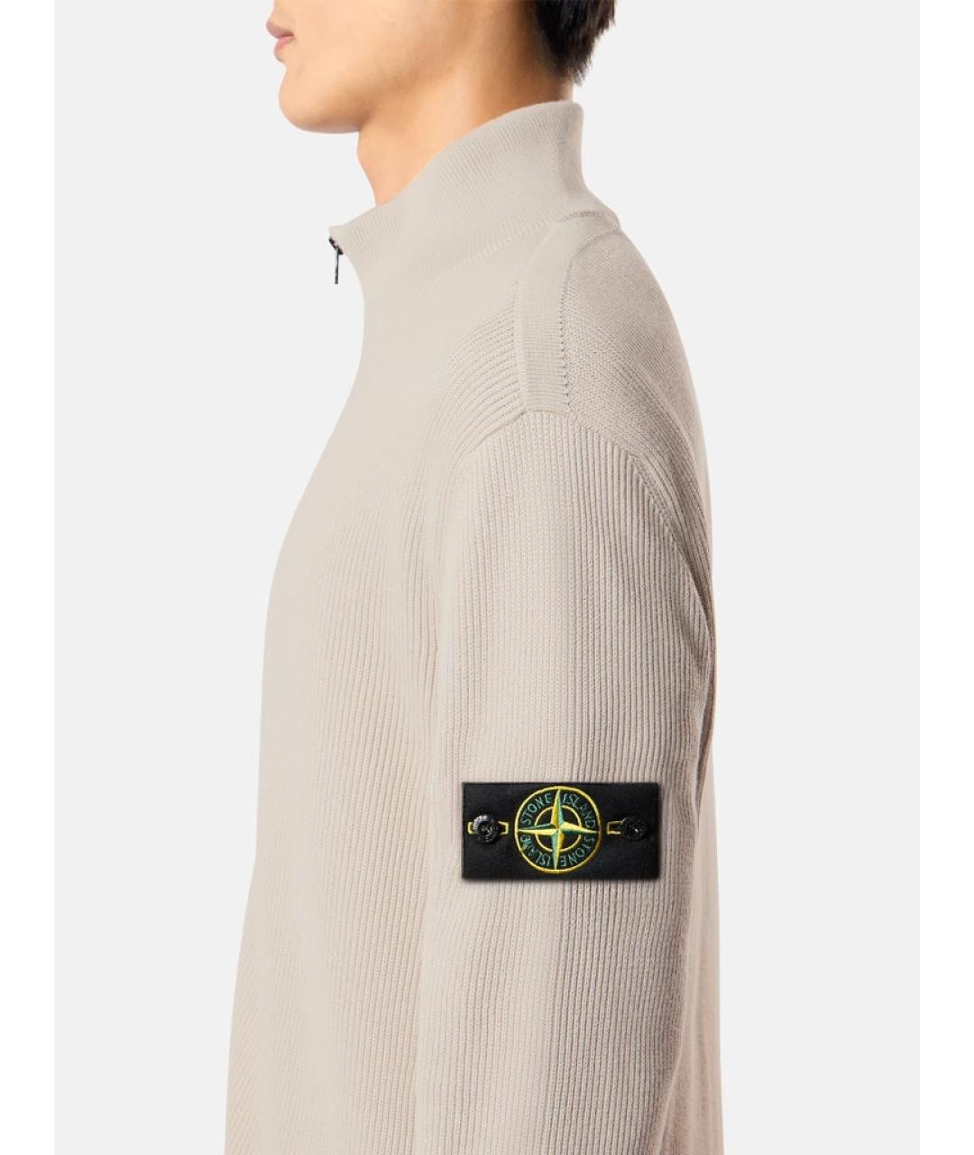 STONE ISLAND Бежевый хлопковый кардиган, фото 2