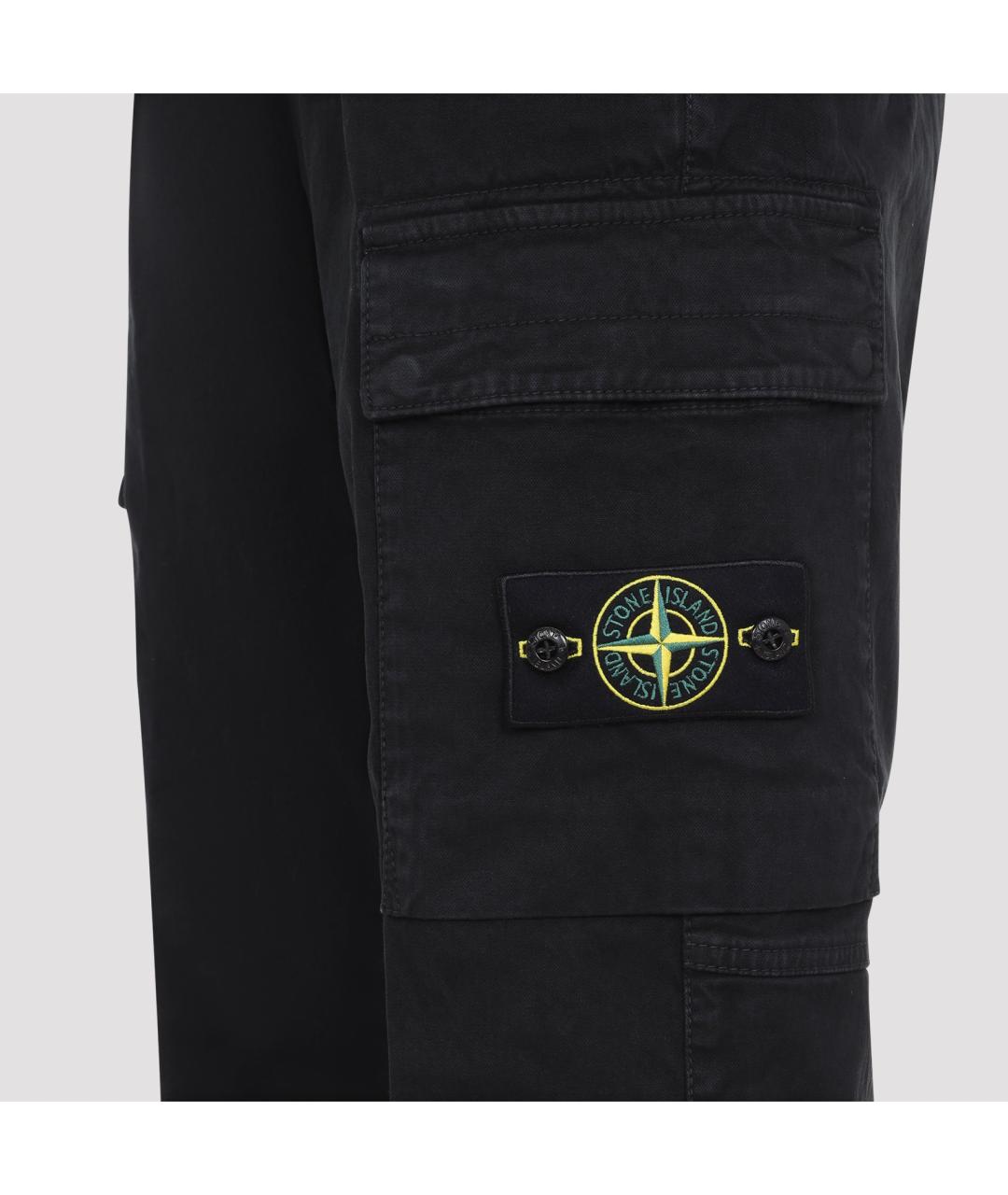 STONE ISLAND Черные хлопковые повседневные брюки, фото 3