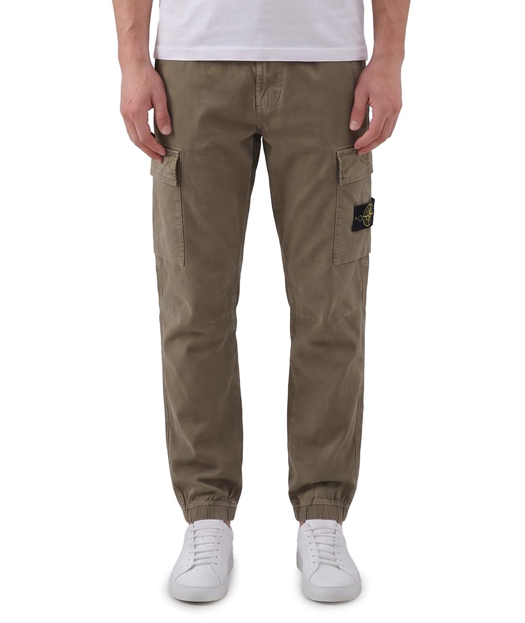 STONE ISLAND Зеленые хлопковые повседневные брюки, фото 6