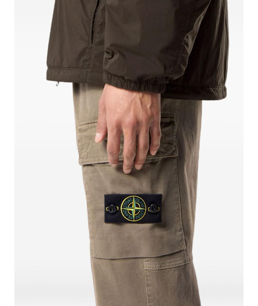 STONE ISLAND Зеленые хлопковые повседневные брюки, фото 4
