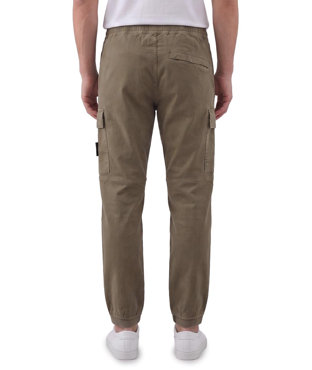 STONE ISLAND Зеленые хлопковые повседневные брюки, фото 3