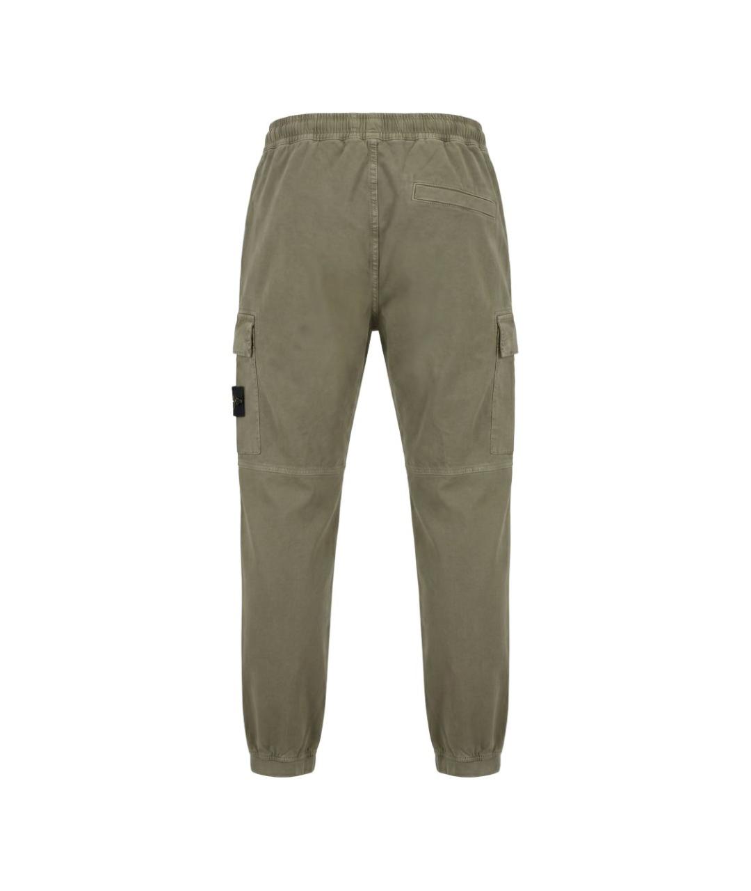 STONE ISLAND Зеленые хлопковые повседневные брюки, фото 5
