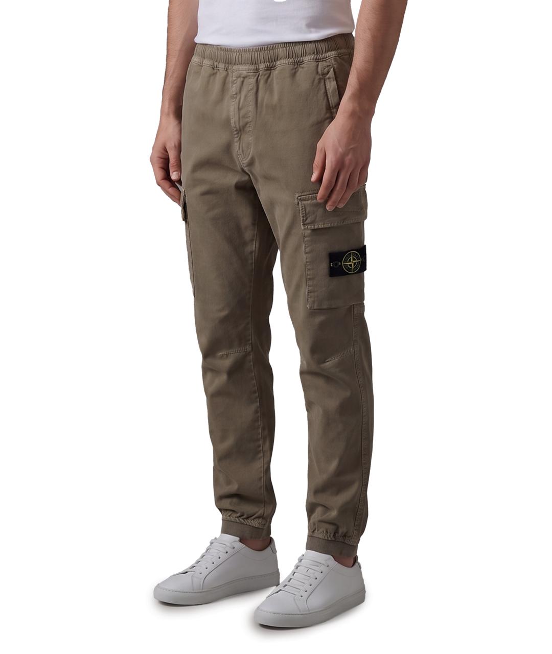 STONE ISLAND Зеленые хлопковые повседневные брюки, фото 2