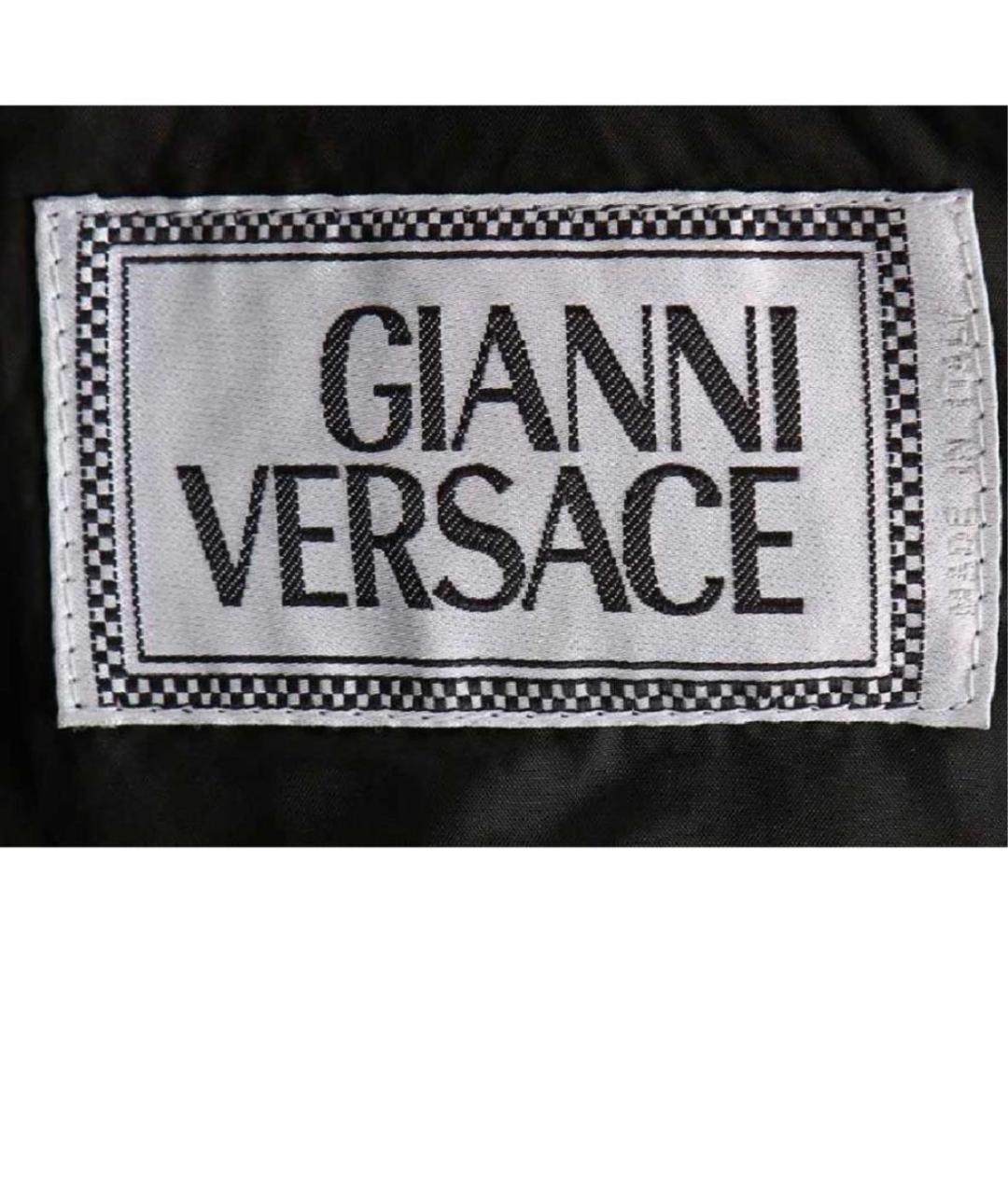 VERSACE Черная кожаная юбка миди, фото 3