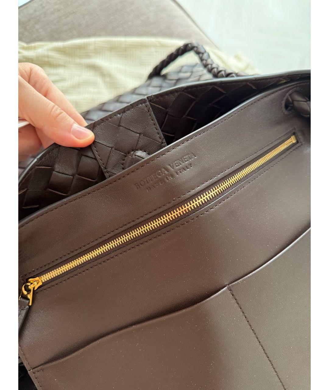 BOTTEGA VENETA Коричневая кожаная сумка с короткими ручками, фото 7
