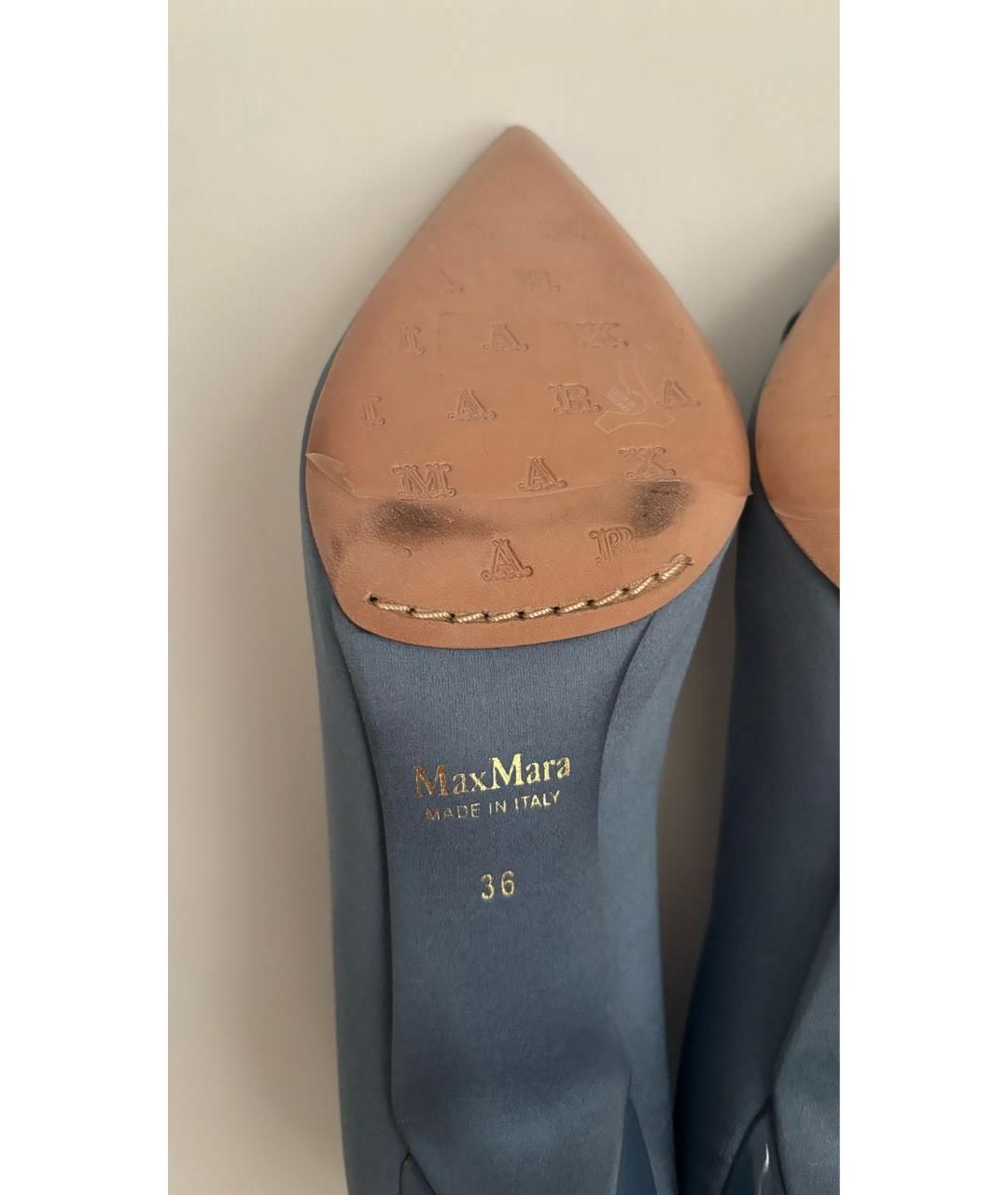 MAX MARA Голубые текстильные туфли, фото 7