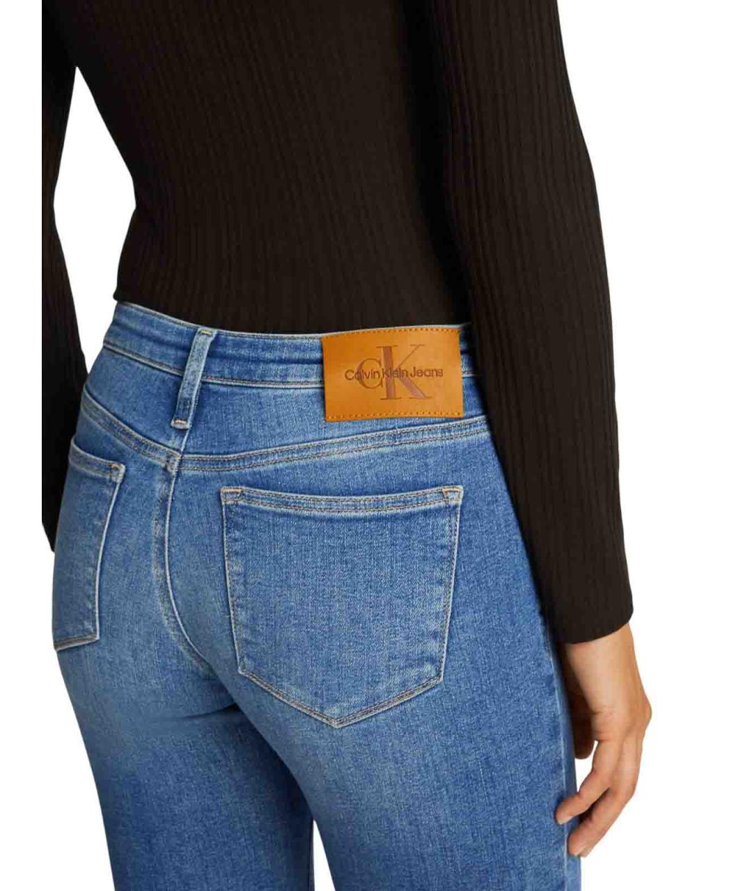 CALVIN KLEIN Синие хлопко-эластановые джинсы слим, фото 6