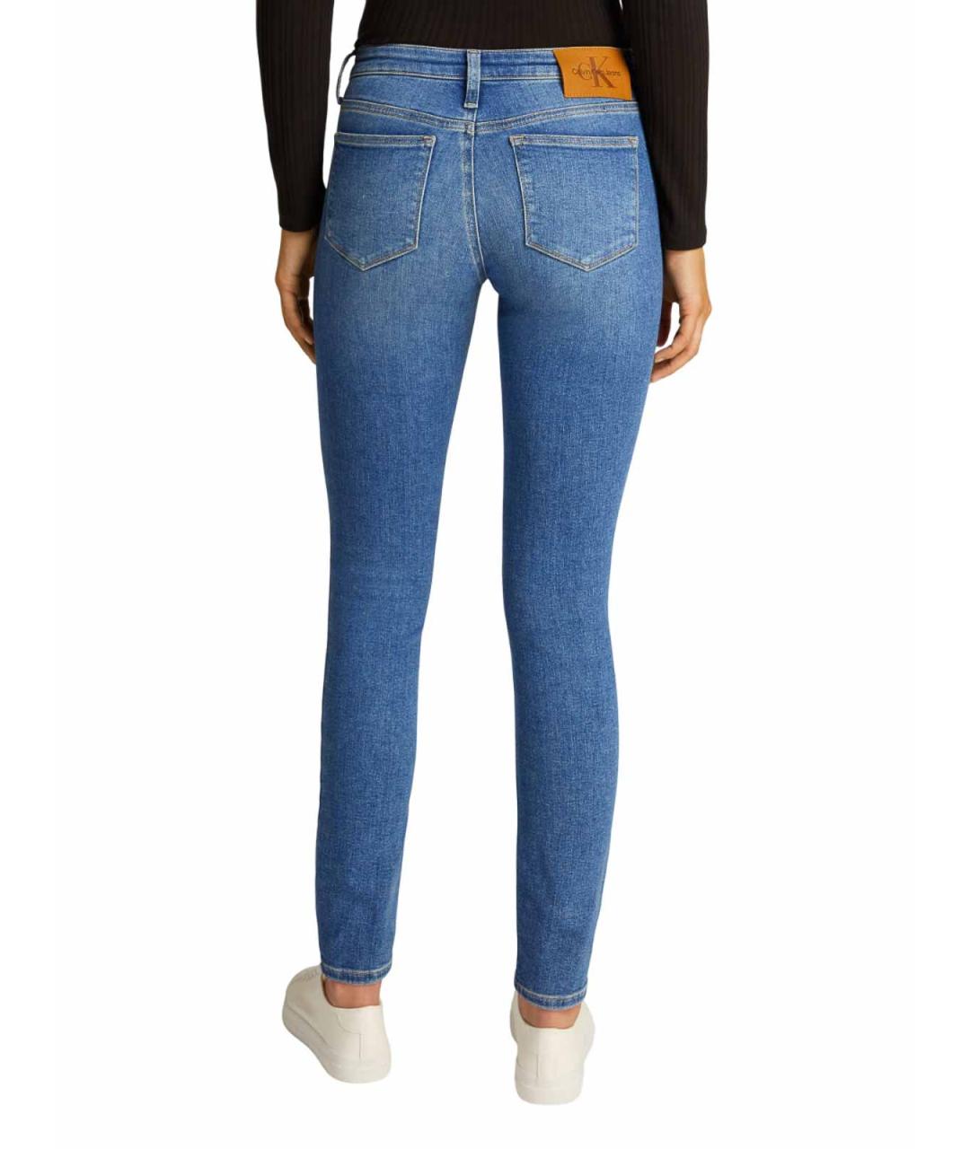 CALVIN KLEIN Синие хлопко-эластановые джинсы слим, фото 5