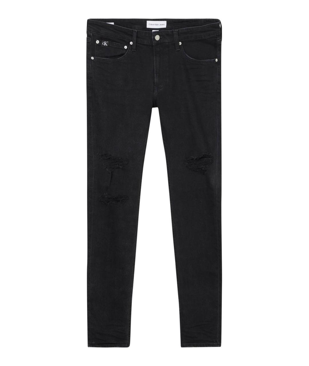 CALVIN KLEIN Черные хлопковые джинсы скинни, фото 1