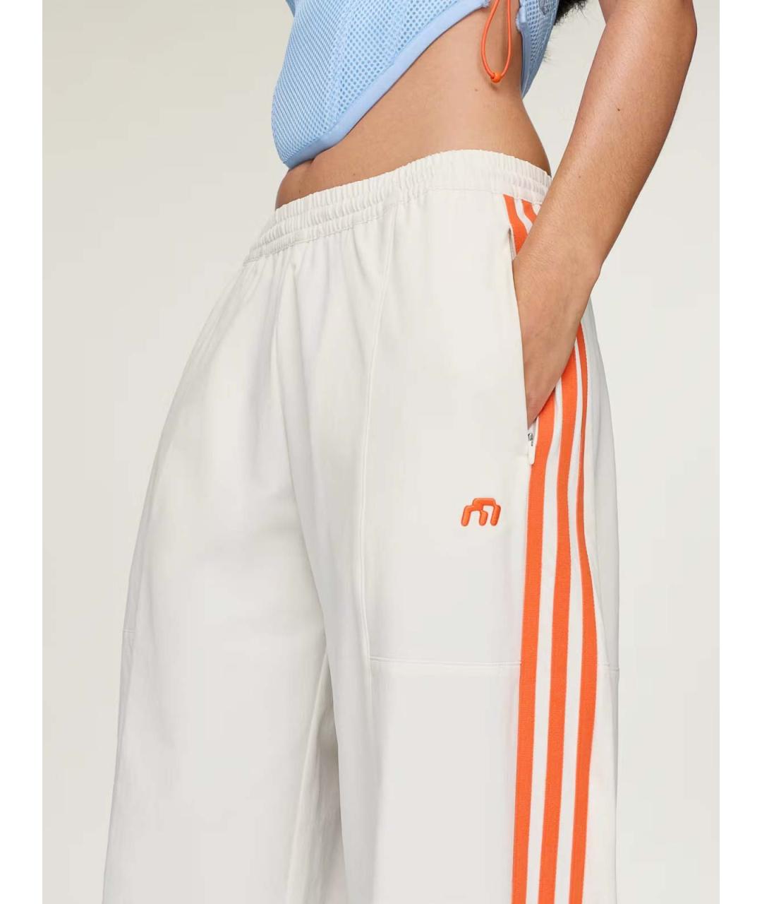 ADIDAS Белые полиамидовые спортивные брюки и шорты, фото 3