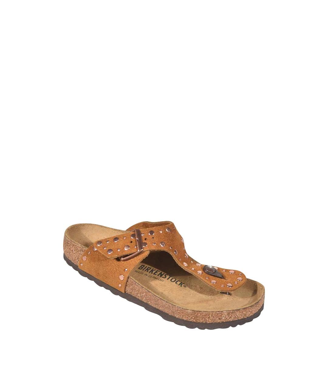 BIRKENSTOCK Коричневые нубуковые шлепанцы, фото 2