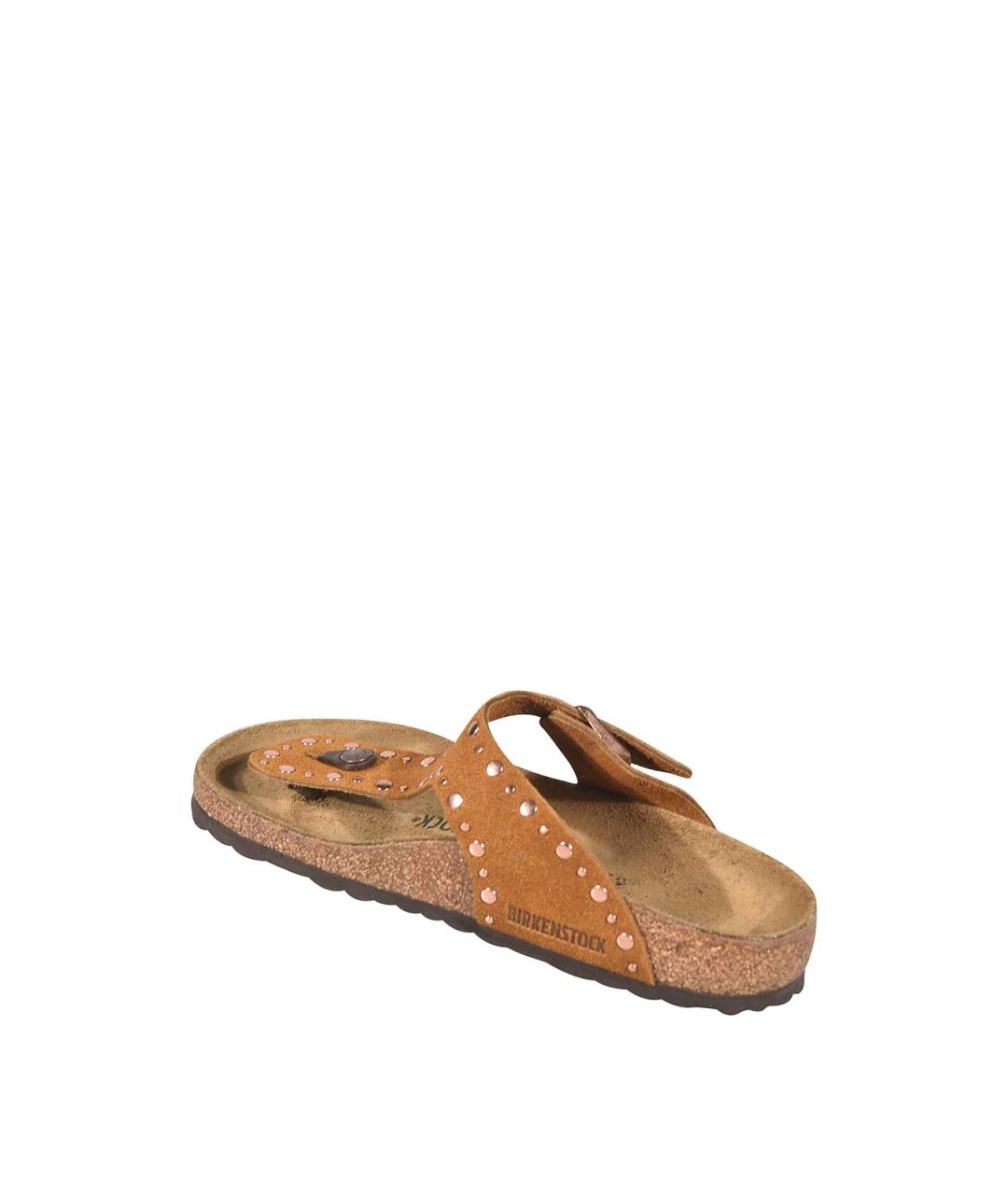 BIRKENSTOCK Коричневые нубуковые шлепанцы, фото 3