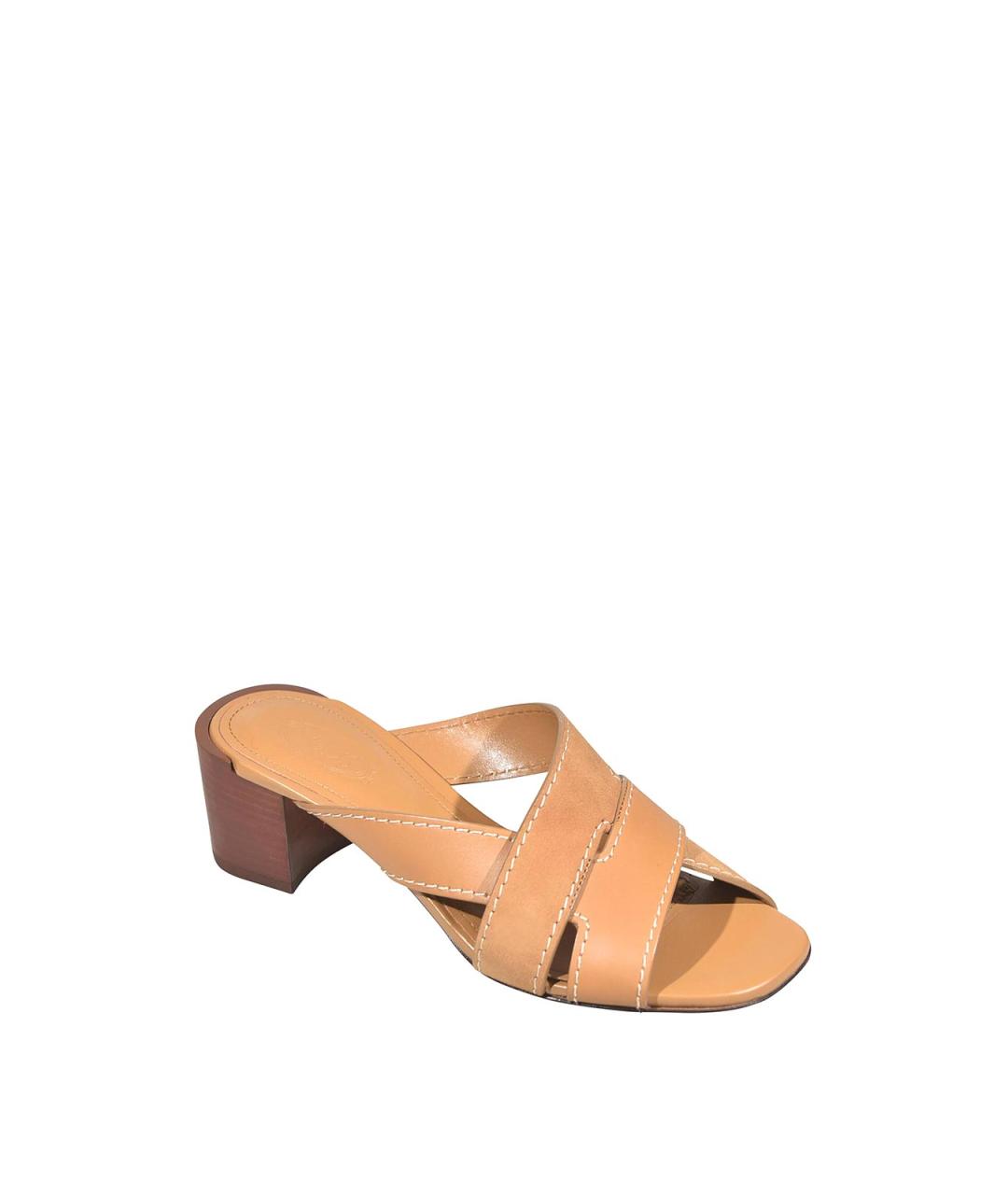TOD'S Бежевые кожаные мюли, фото 2