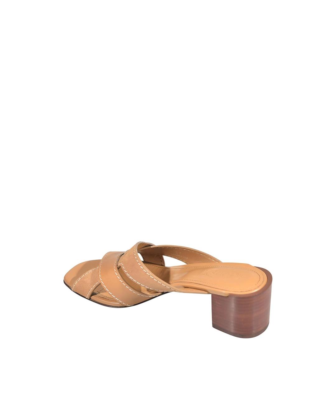 TOD'S Бежевые кожаные мюли, фото 3