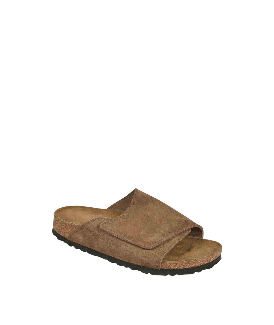 BIRKENSTOCK Коричневые нубуковые шлепанцы, фото 2