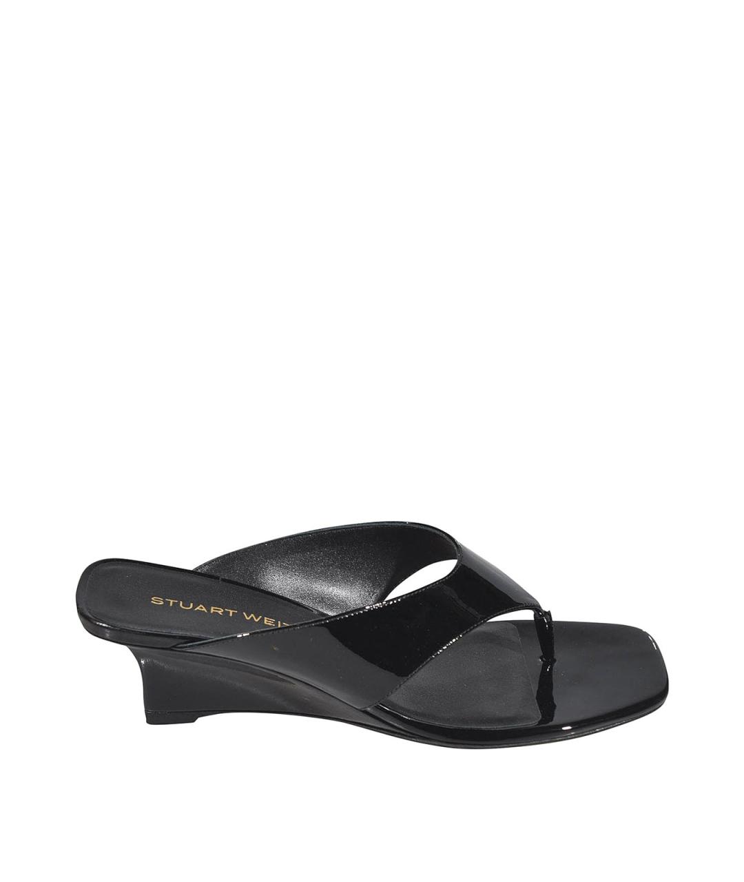 STUART WEITZMAN Черные кожаные босоножки, фото 1