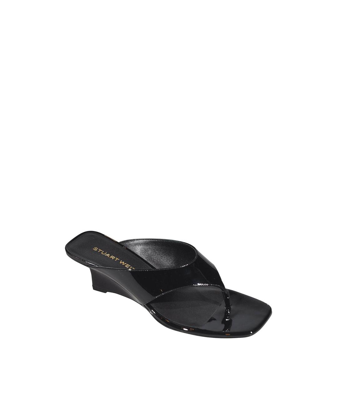 STUART WEITZMAN Черные кожаные босоножки, фото 2