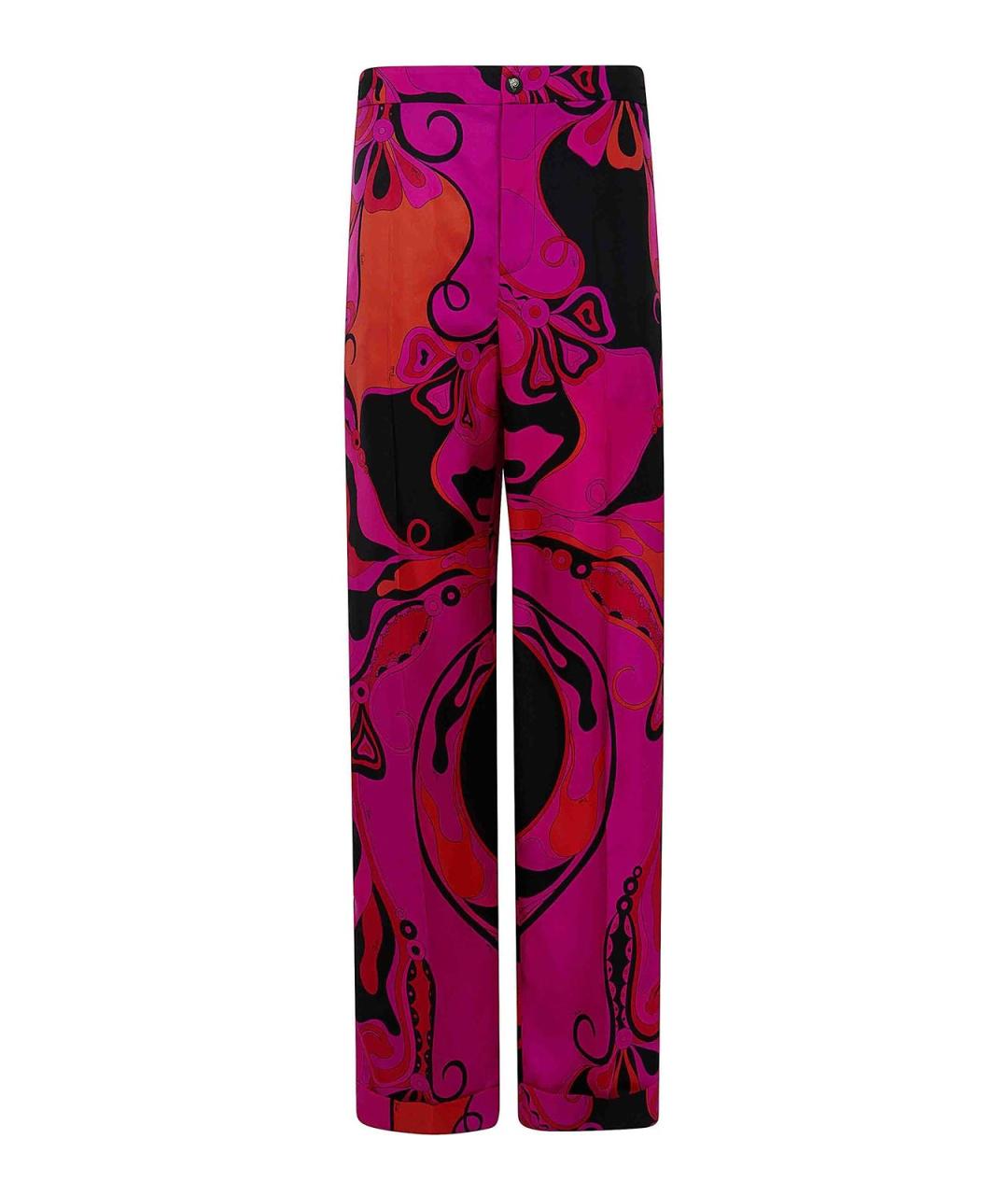 EMILIO PUCCI Фуксия шелковые прямые брюки, фото 1