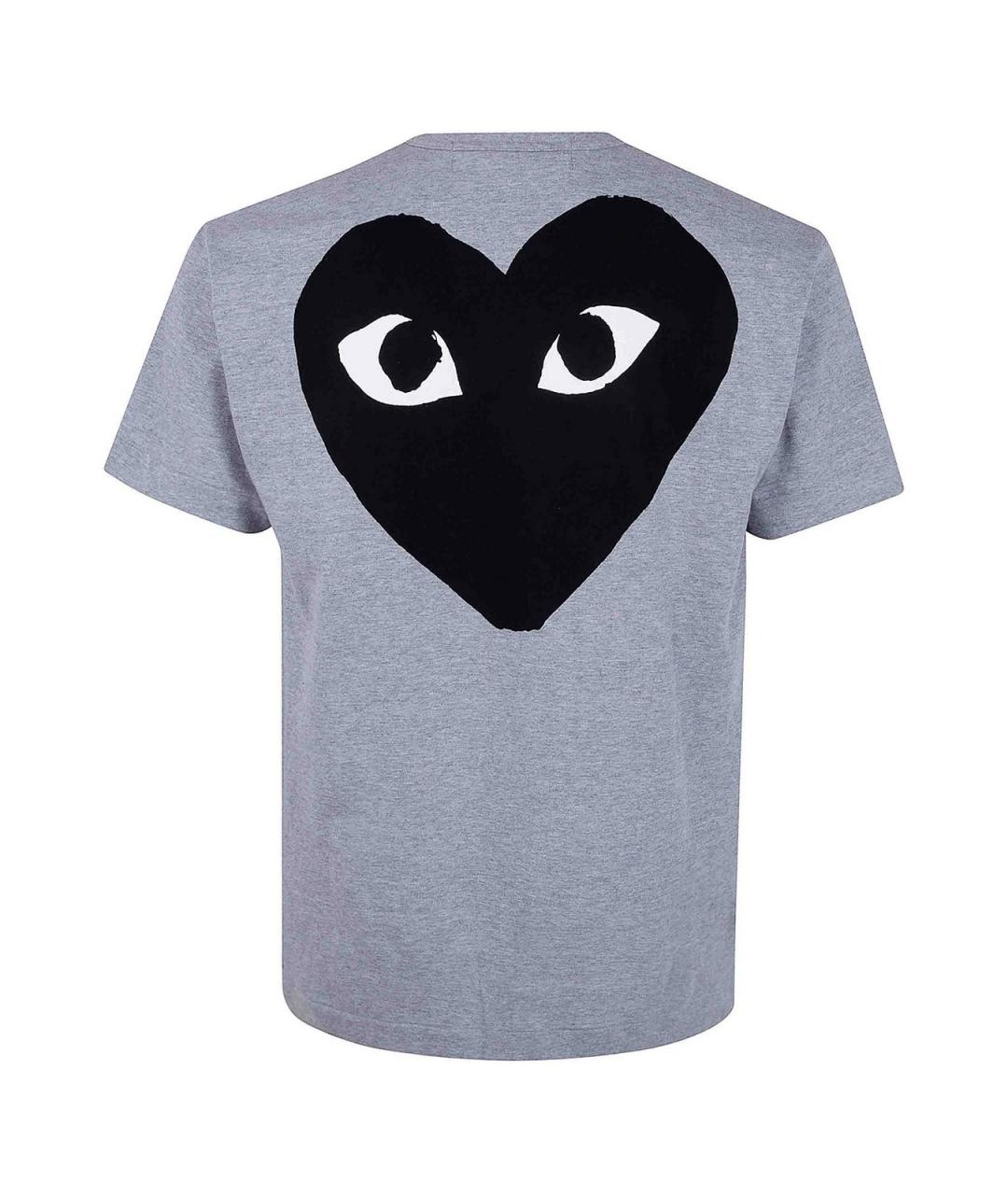 COMME DES GARÇONS PLAY Серая хлопковая футболка, фото 2